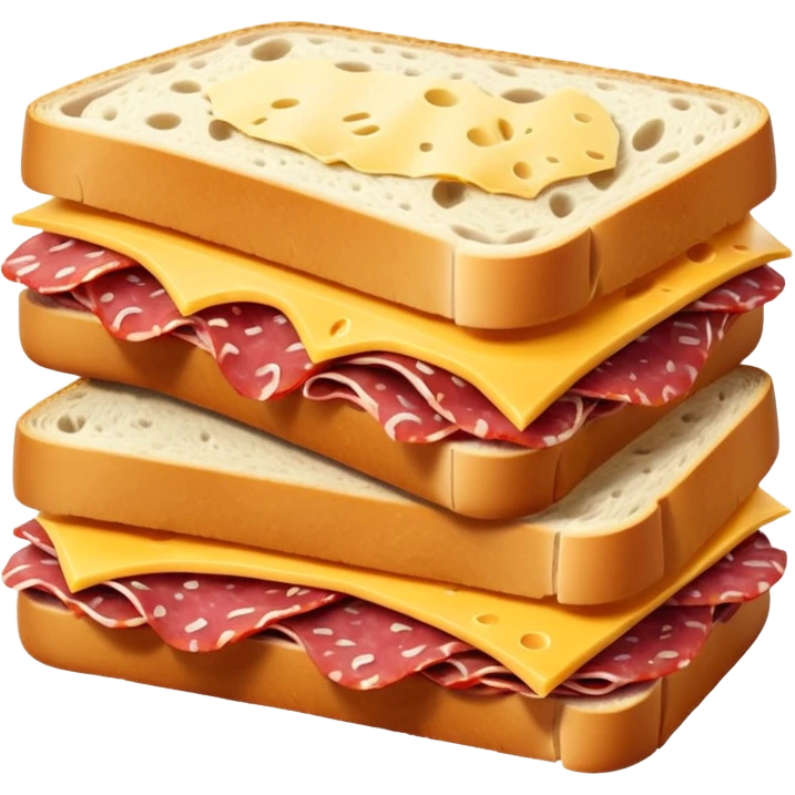 salami sandwich cut in half with salami and cheese visible emoji