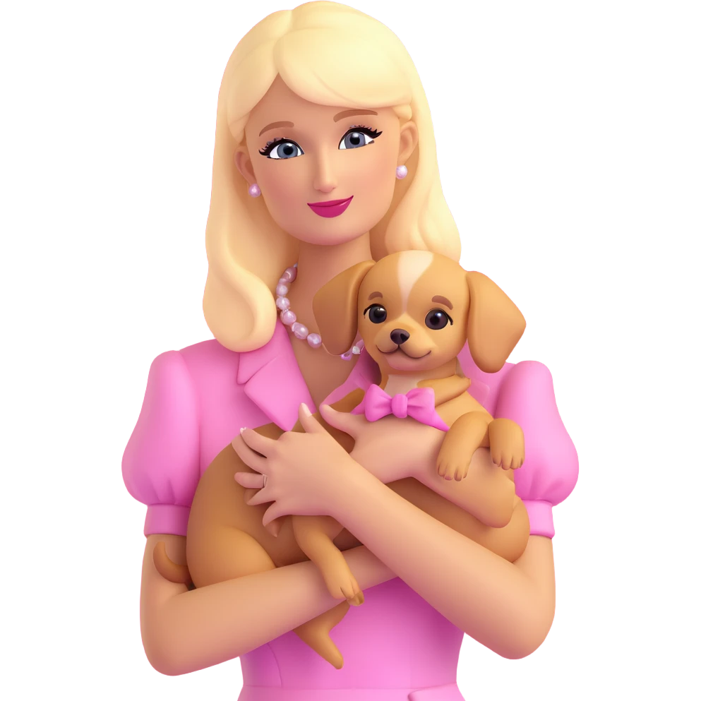 Paris Hilton with a small dog, pink theme emoji