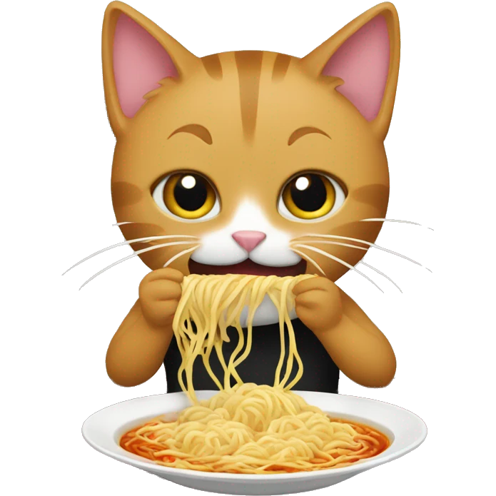 Cat eating ramen emoji