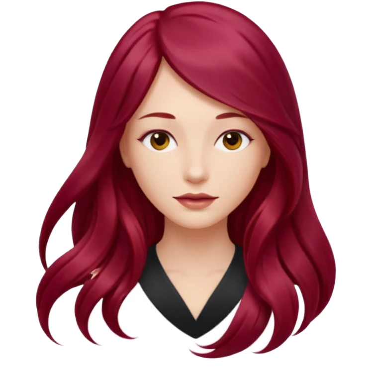 burgundy red long hairs from the back emoji