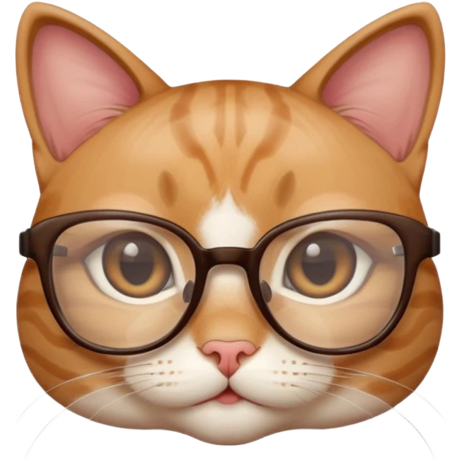 cute girl cat with really big square glasses with super thin frames emoji