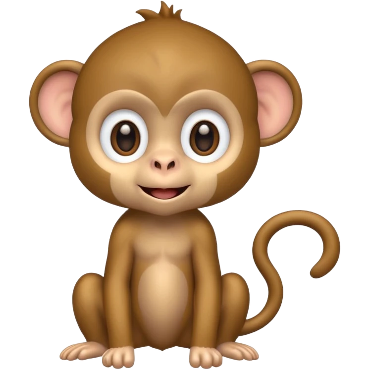 Cute 2.5D shading Graphics. Front View Standing Monkey. emoji