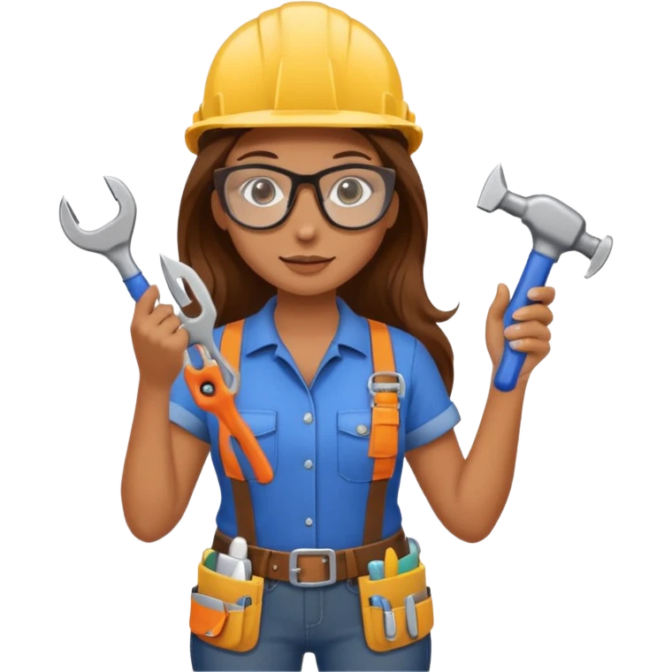 beautiful girl with long brown hair constructing new bathroom emoji