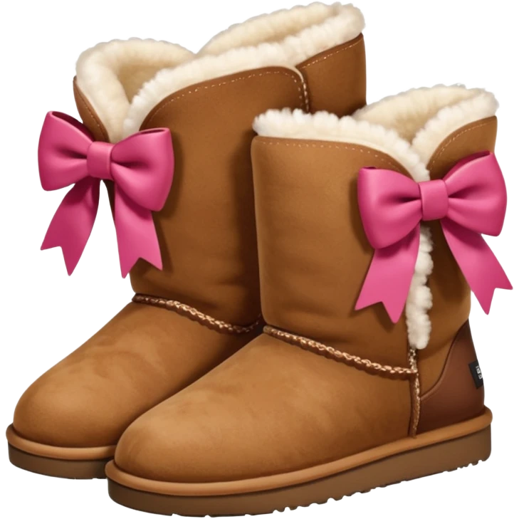 ugg boots that are ankle hight with a cheat bow on the back emoji