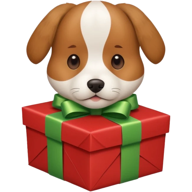 Dog in wrapped paper new yaer  emoji