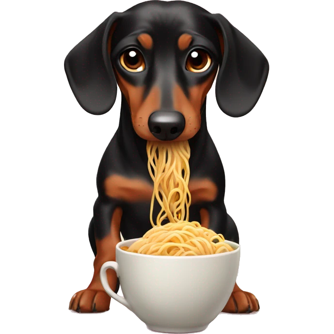 Dachshund eating cup ramen  emoji