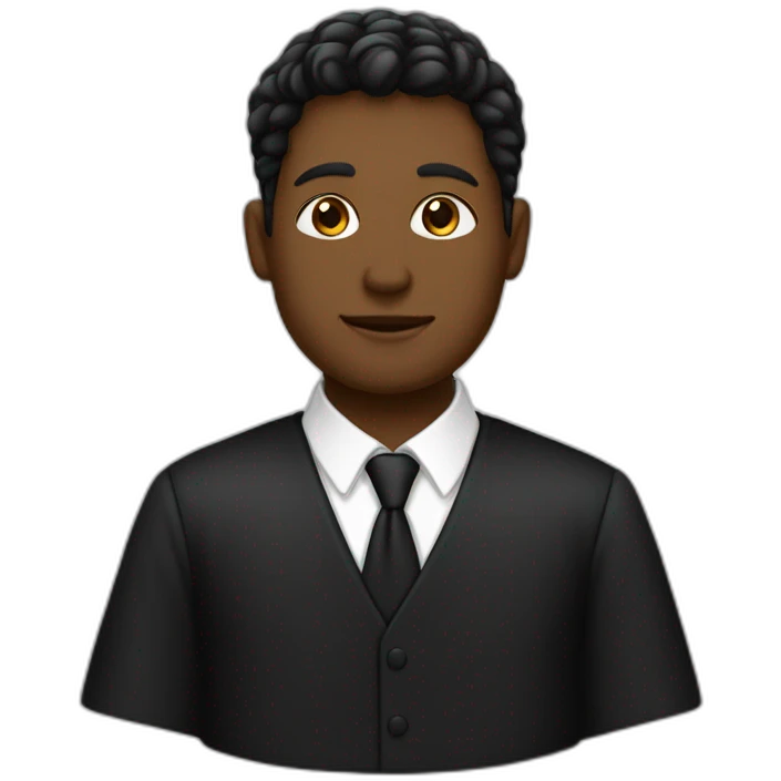 Jeune Lawyer en robe noire avec un rabat blanc emoji