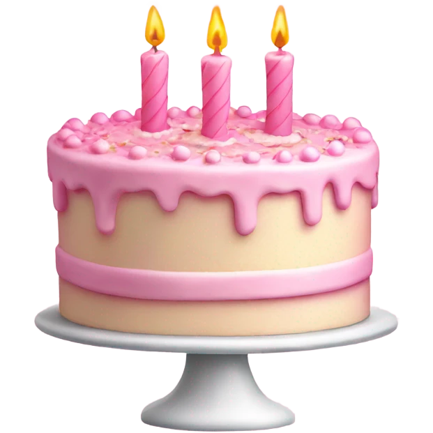 Birthday cake in white and pink colors emoji