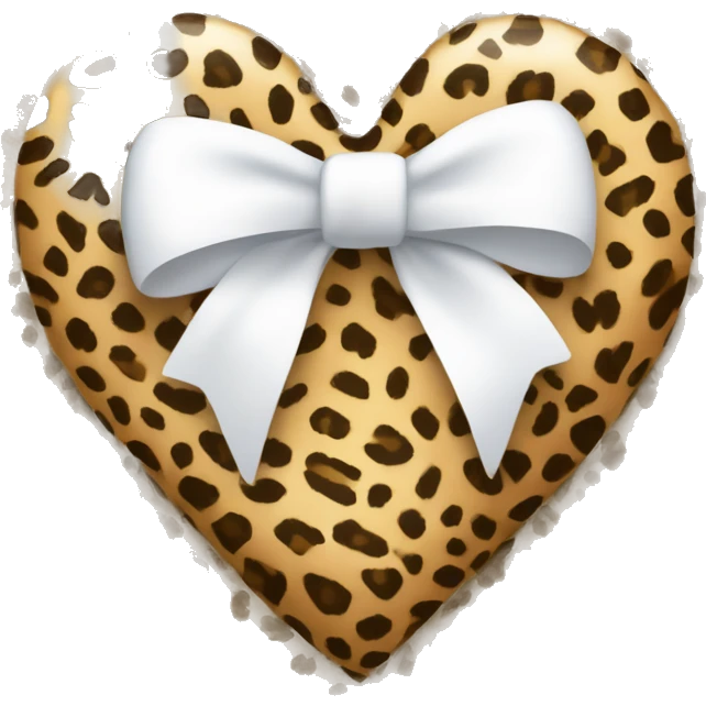 Cheetah print heart with white bow emoji