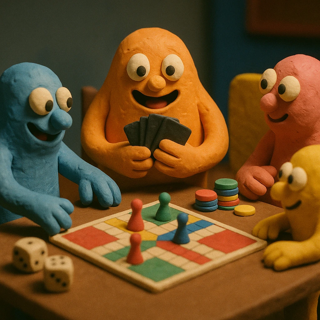 game night with playful characters emoji