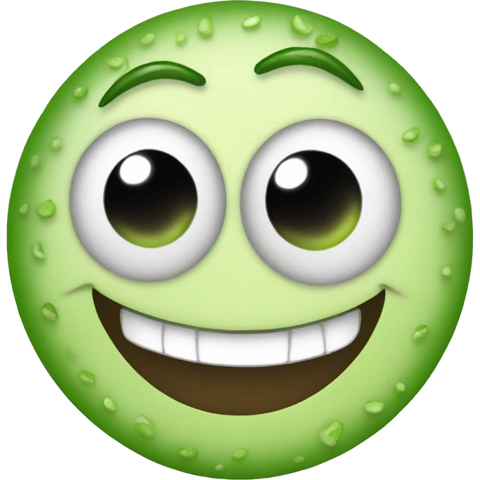 Emoji with cucumber eyes and a big smile emoji