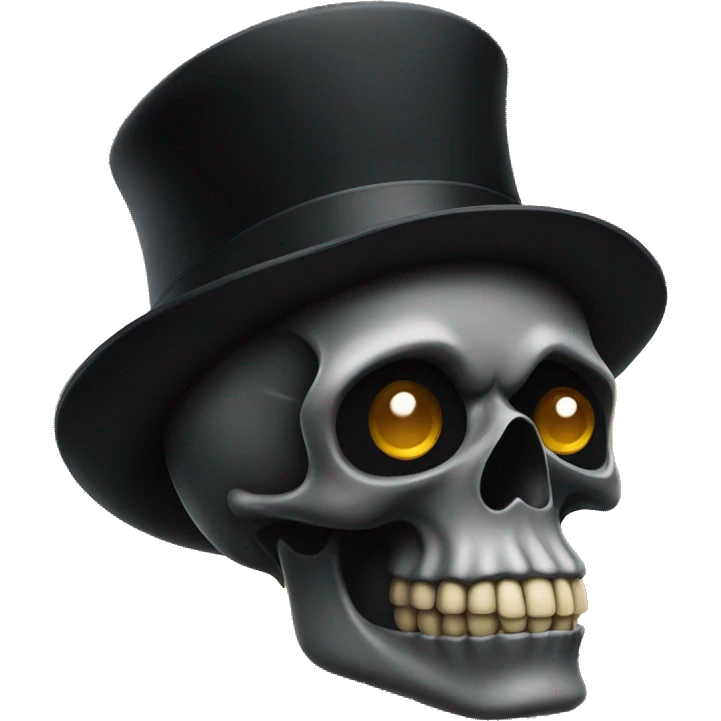 full black skull wearing a bowler hat emoji