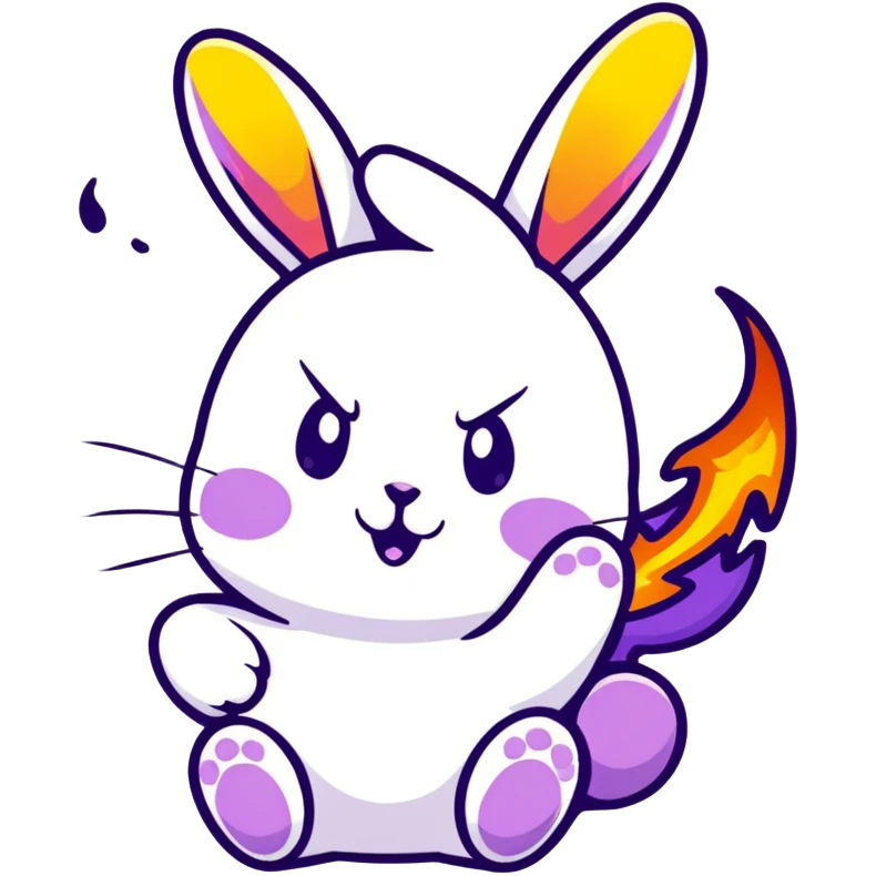 Little Purple Rabbit doing fire dance with poi emoji
