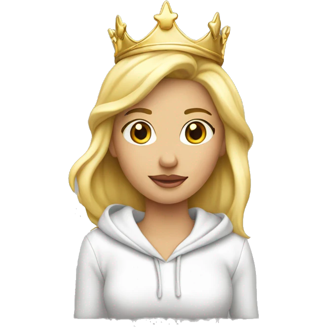 blond princess white with crown hoodie liquid emoji