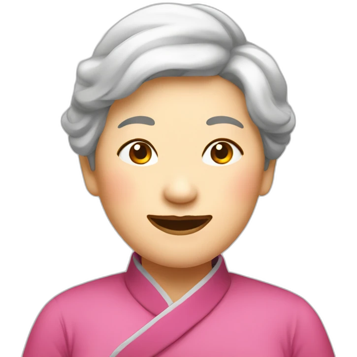 Chinese senior lady show love sign emoji