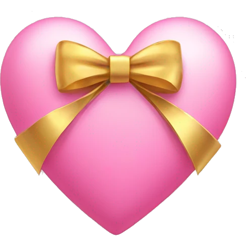 cute pink heart with gold bow emoji
