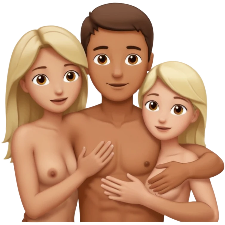 L'homme touche la poitrinne de la femme et la femme aime quand il son nue emoji