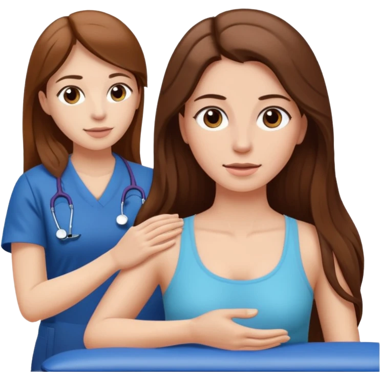 physiotherpay session for a long brown hair woman emoji