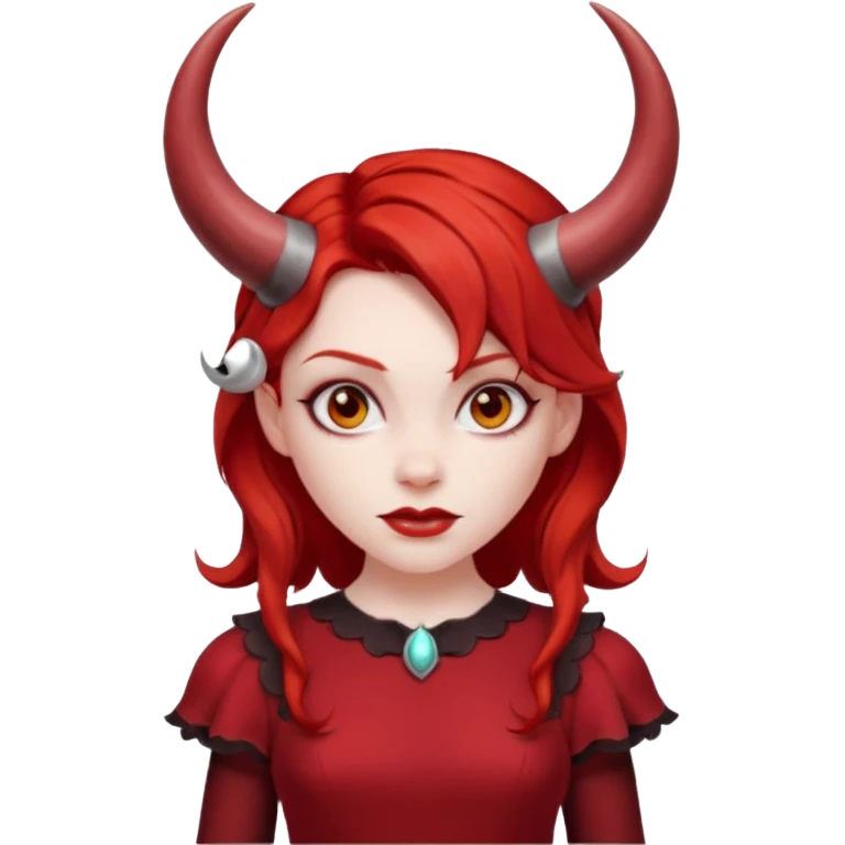Red hair girl with evil horns and red dress emoji