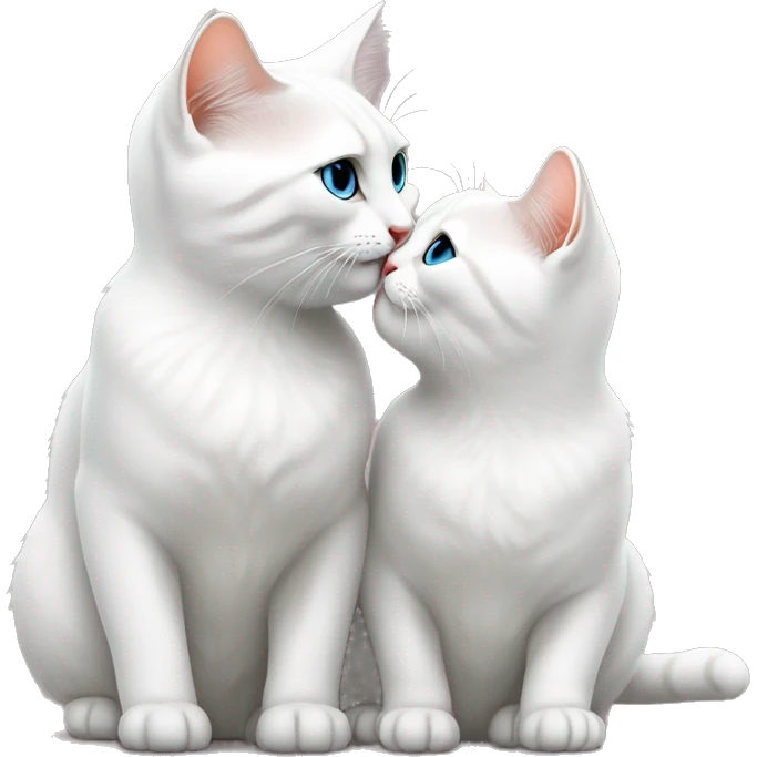 Two white British cats are kissing  emoji