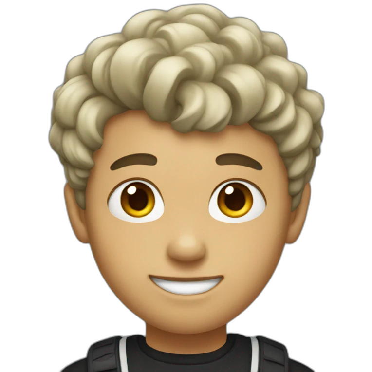 Boy with black short wavy hair emoji