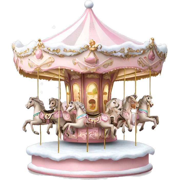 Light pink Christmas carousel with snow  emoji