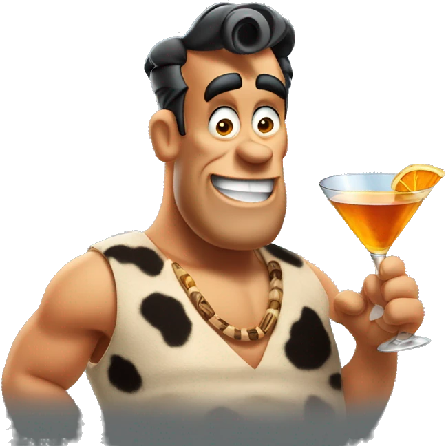 Fred flintstone holding a martini emoji