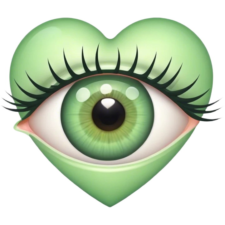 Eye with eyelashes inside light green heart emoji