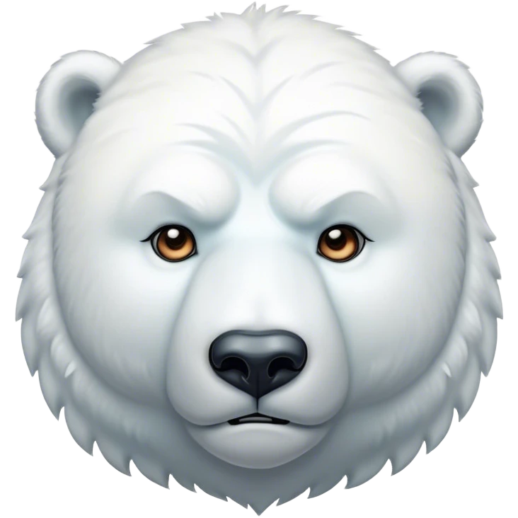 Cinematic Noble Polar Bear Portrait Emoji, Poised and regal, with a strong, muscular build cloaked in thick, snowy fur and piercing, determined eyes, Simplified yet sharp and sophisticated features, highly detailed, glowing with a soft, dignified polar glow, high shine, intelligent and majestic, stylized with an air of arctic authority, focused and commanding, soft glowing outline, capturing the essence of a watchful and confident guardian that feels as though it could step out of the screen with effortless authority! emoji