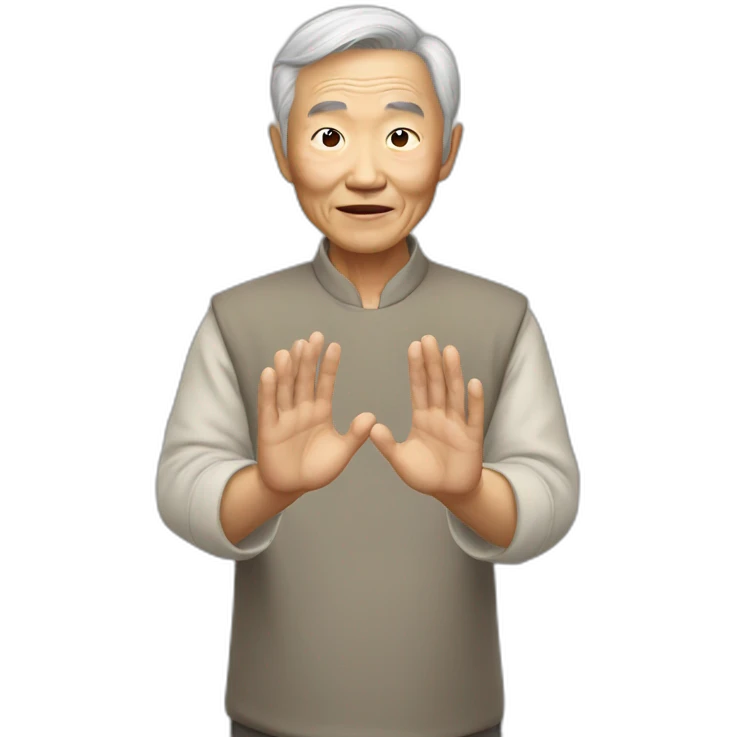 Old Chinese guy claiming hands emoji