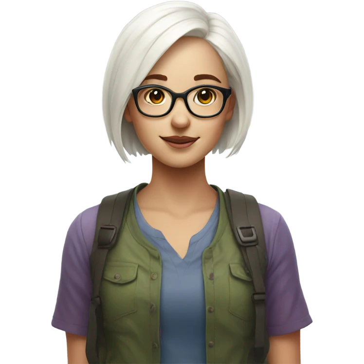 girl in glasses rainbow portrait white short hair emoji