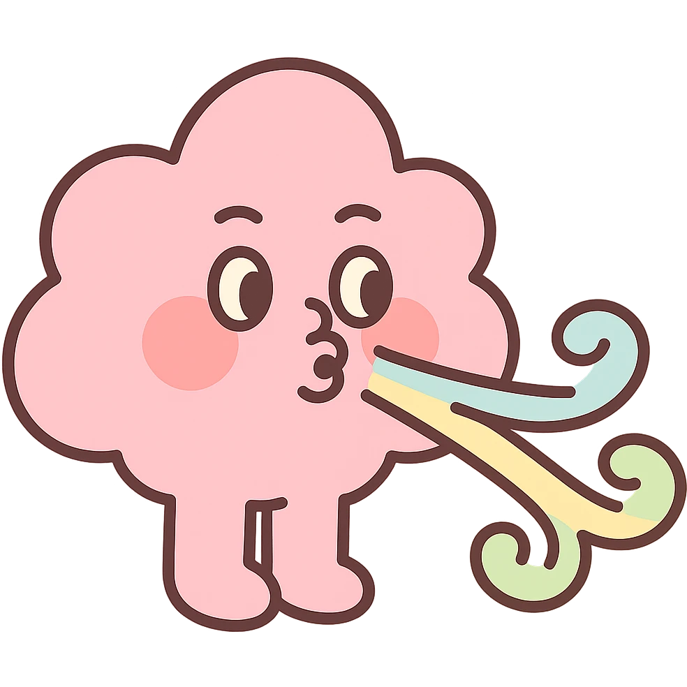 soft pastel pink cloud blowing gentle pastel wind, no arms, no legs, full body, soft pastel kawaii style emoji