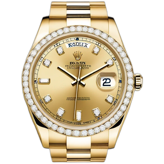 Rolex daydate gold with white dial an diamond indicis emoji
