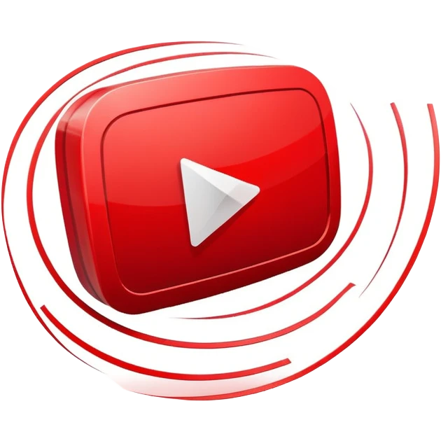red YouTube play button logo with speed lines emoji