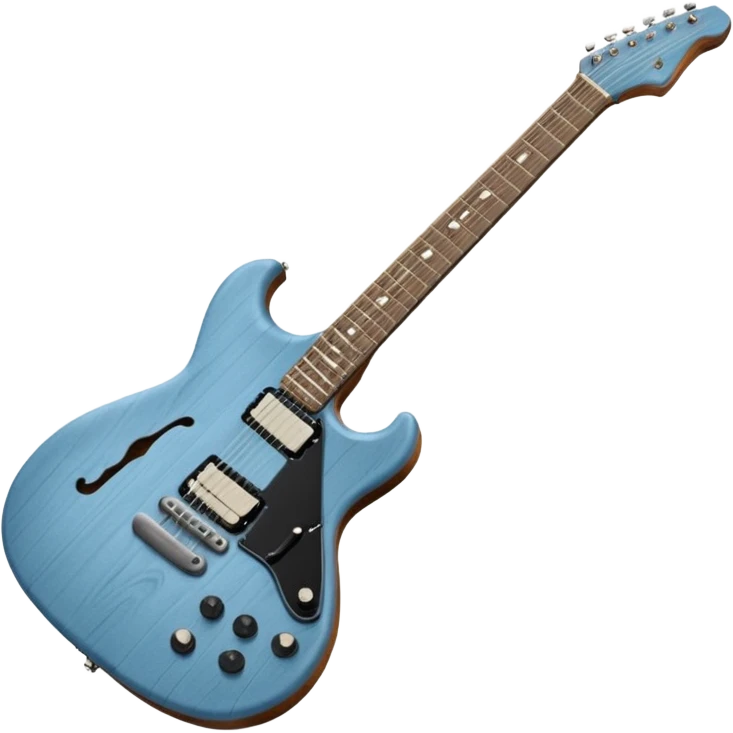 A gray-blue electric guitar with a black pick guard and only one volume knob  emoji