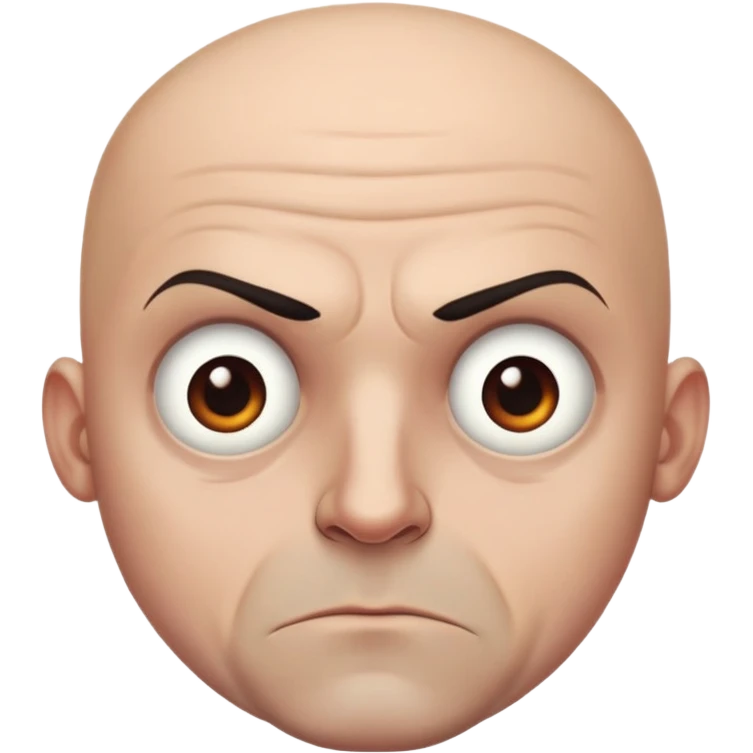 Steven Miller, bald, very grim and stern expression emoji