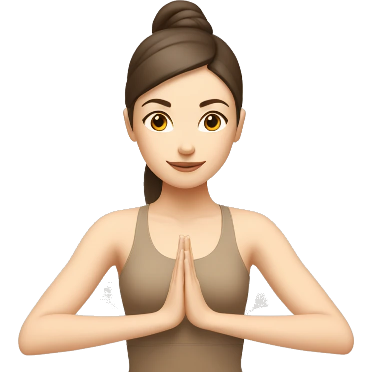 White Brunette Girl doing yoga in beige tones  emoji