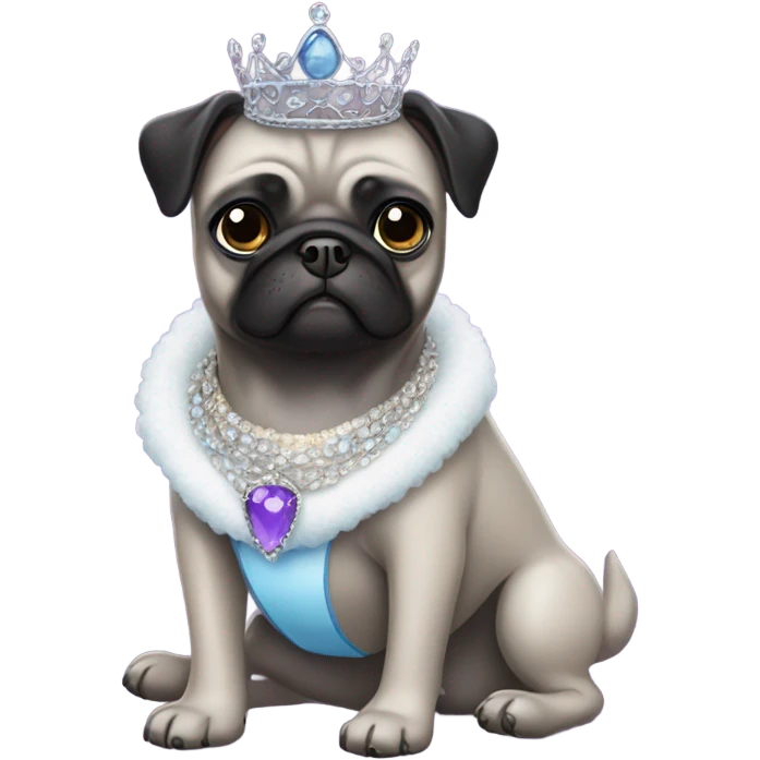 Black pug as a princess emoji