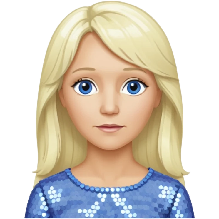  Agnetha Fältskog from ABBA with long platinum blonde hair, periwinkle sequin outfit  emoji