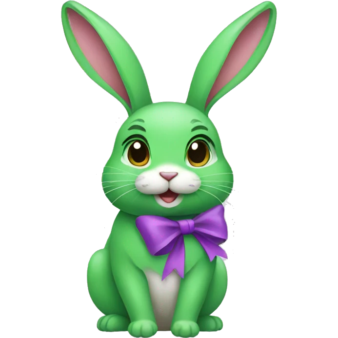 Female green rabbit with a purple bow emoji