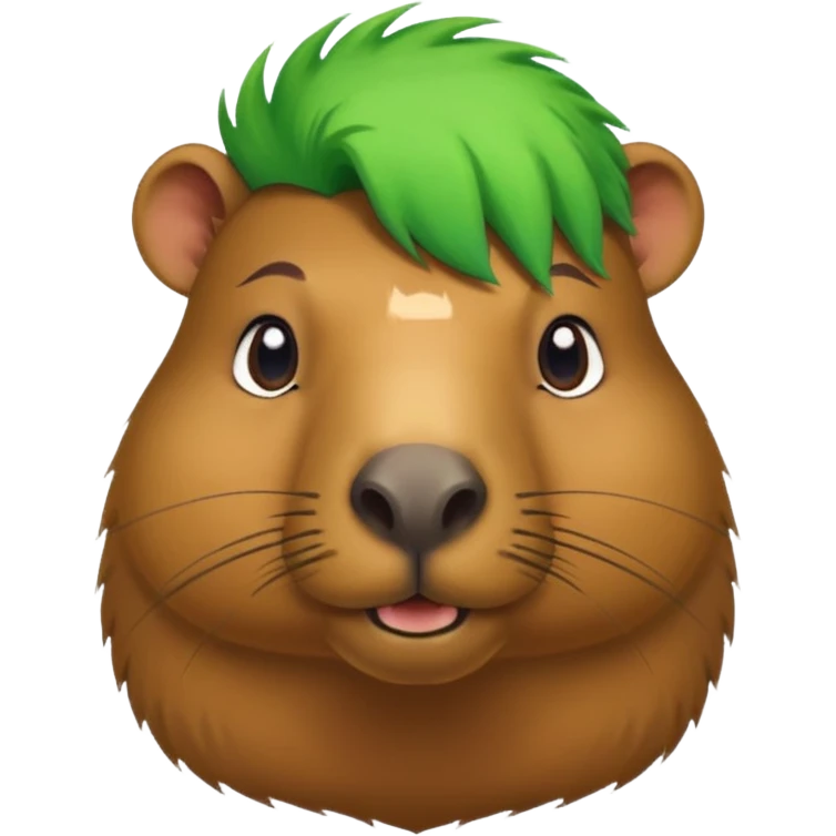 Capybara with green head hair, half body emoji