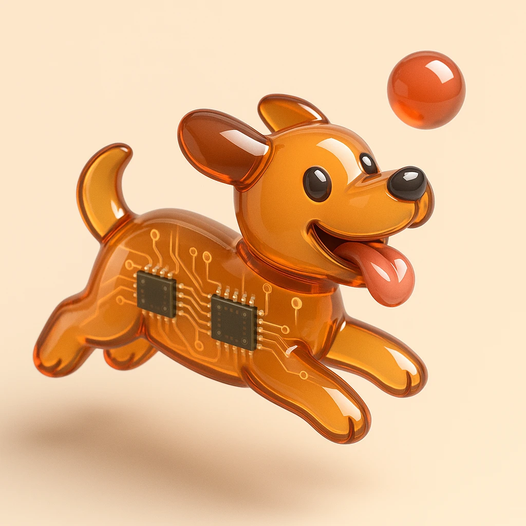 happy dog running after ball emoji