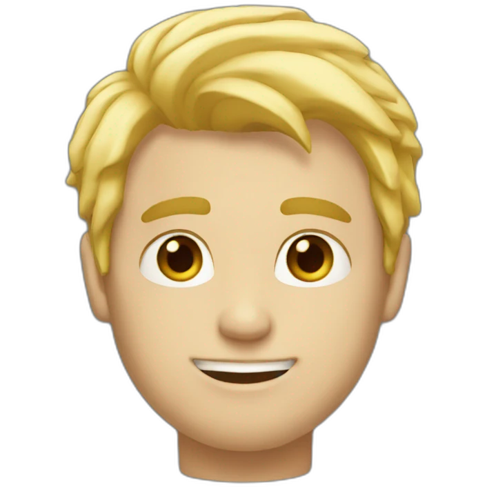 Guy with blonde hair and a muste emoji