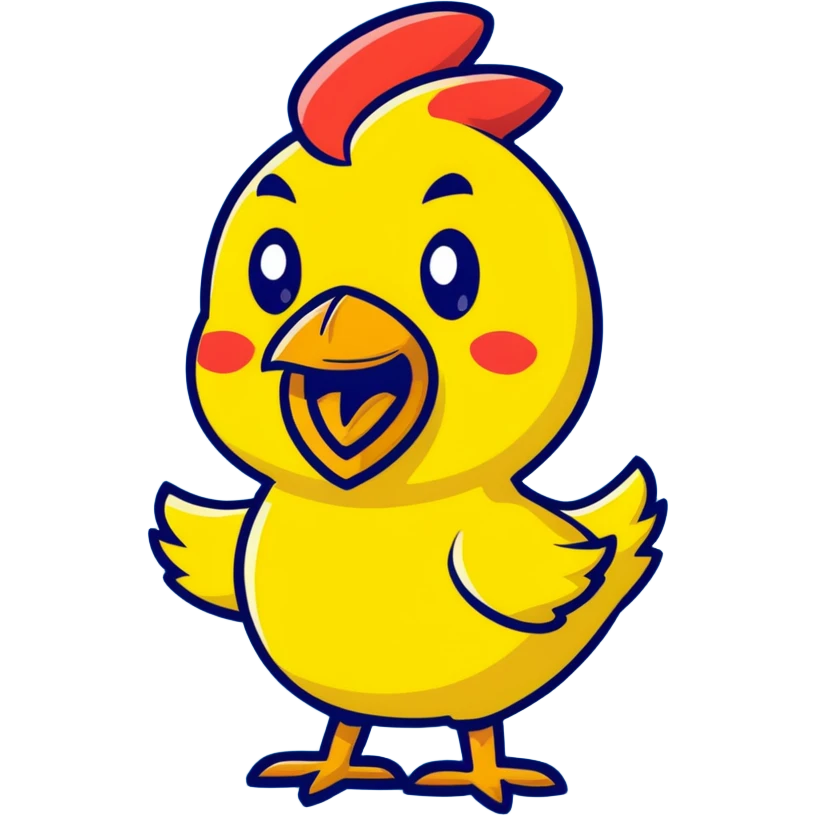 shouting yellow chicken with a funny expression emoji