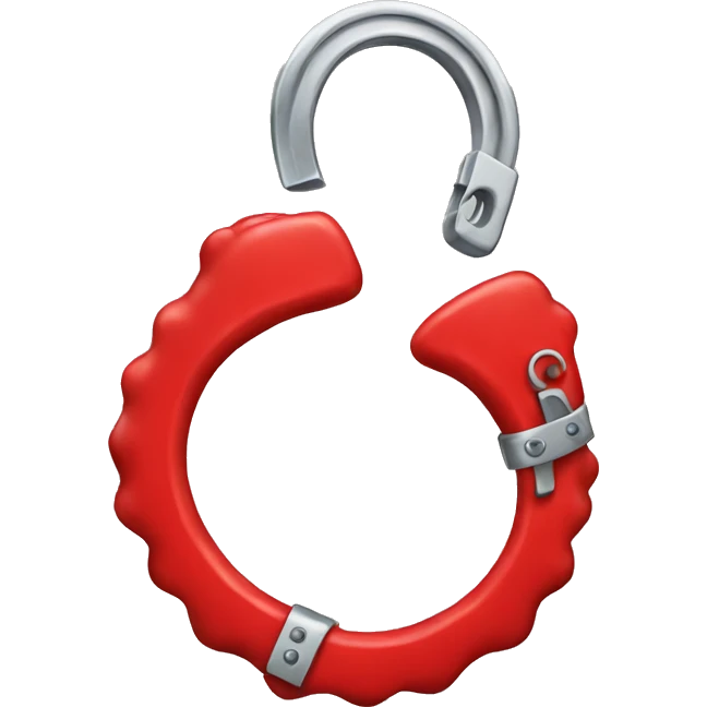 Red fuzzy handcuffs apple emoji emoji