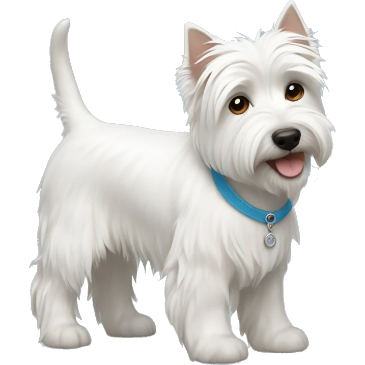 westie dog with a brown haired blue eyed girl emoji