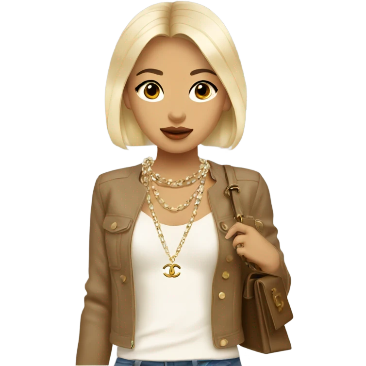 Blonde Chanel Asian Girl with Birkin bag and Chanel necklace emoji