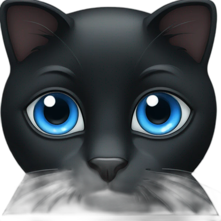 Black cat with big blue eyes emoji