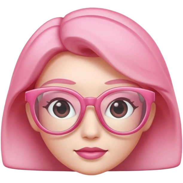 A 3D cartoon rose-pink spectacle with glossy curved frames and soft reflections, feminine Memoji-style rendering., negaive: characters. emoji