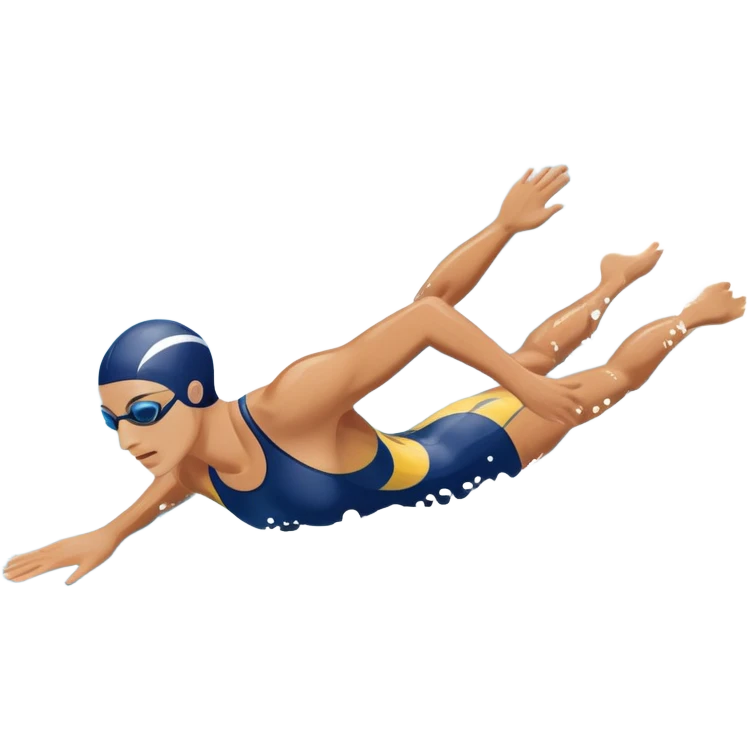 An icon featuring a swimmer in mid-stroke, cutting through the water with a strong, fluid motion. The design includes ripples around the swimmer’s body and a pool lane line in the background, symbolizing speed and technique in swimming. Transparent background highlights the grace emoji